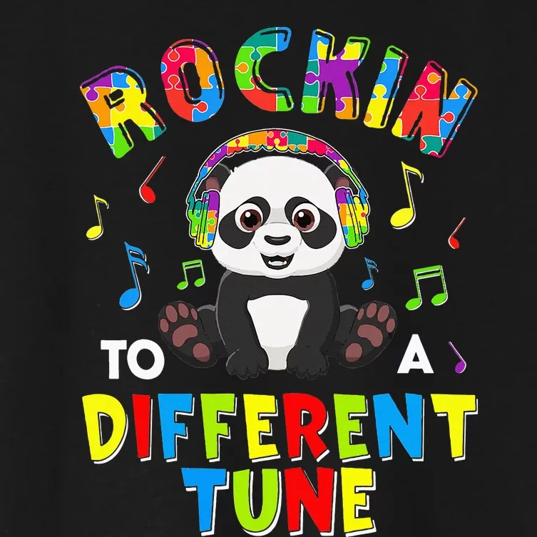 Rockin' To A Different Tune Panda ASD Awareness Women's Crop Top Tee