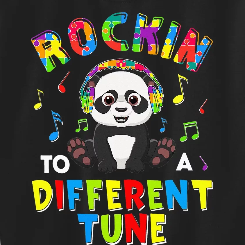 Rockin' To A Different Tune Panda ASD Awareness Kids Sweatshirt