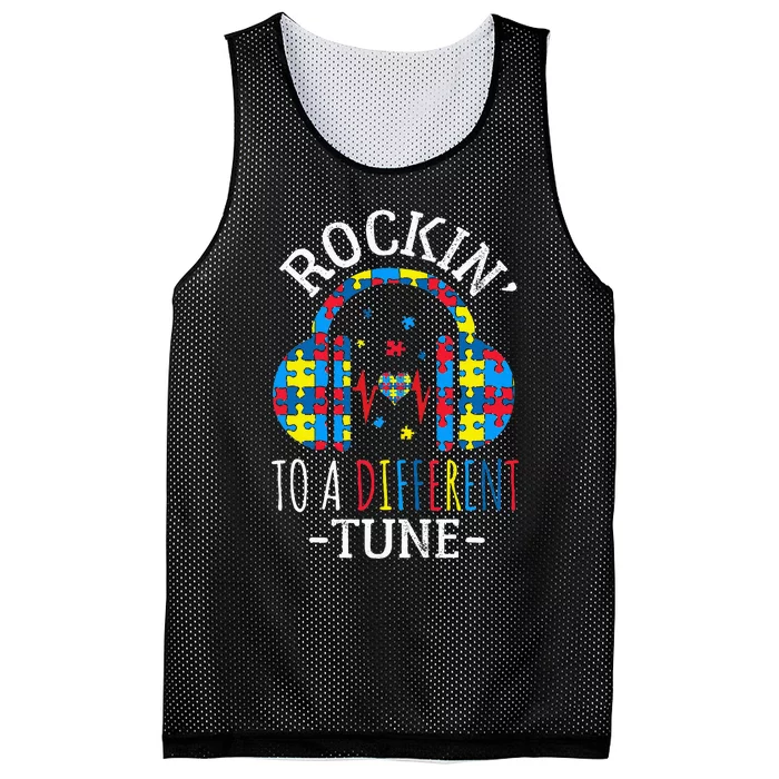 Rocking To A Different Tune Autism Awareness Gamer Mesh Reversible Basketball Jersey Tank