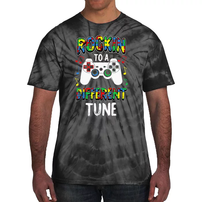 Rockin' To A Different Tune Panda ASD Awareness Tie-Dye T-Shirt