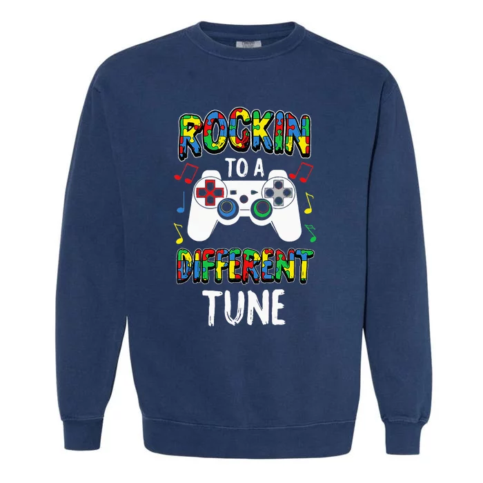 Rockin' To A Different Tune Panda ASD Awareness Garment-Dyed Sweatshirt