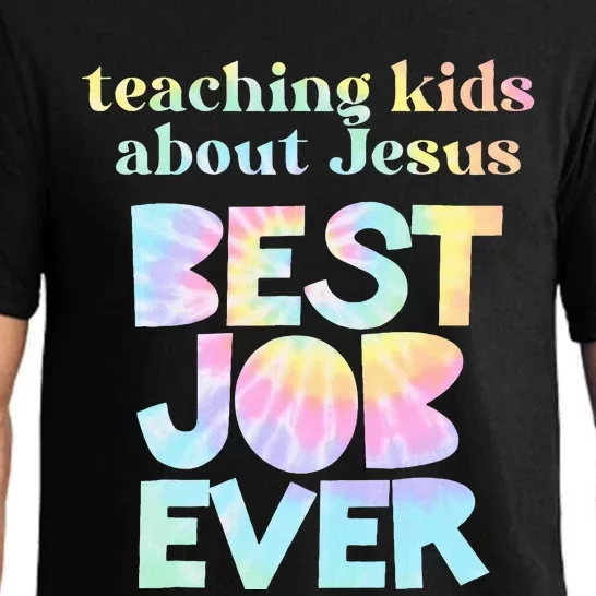 Retro Teaching About Jesus is the Best Job Ever Tie Dye Pajama Set