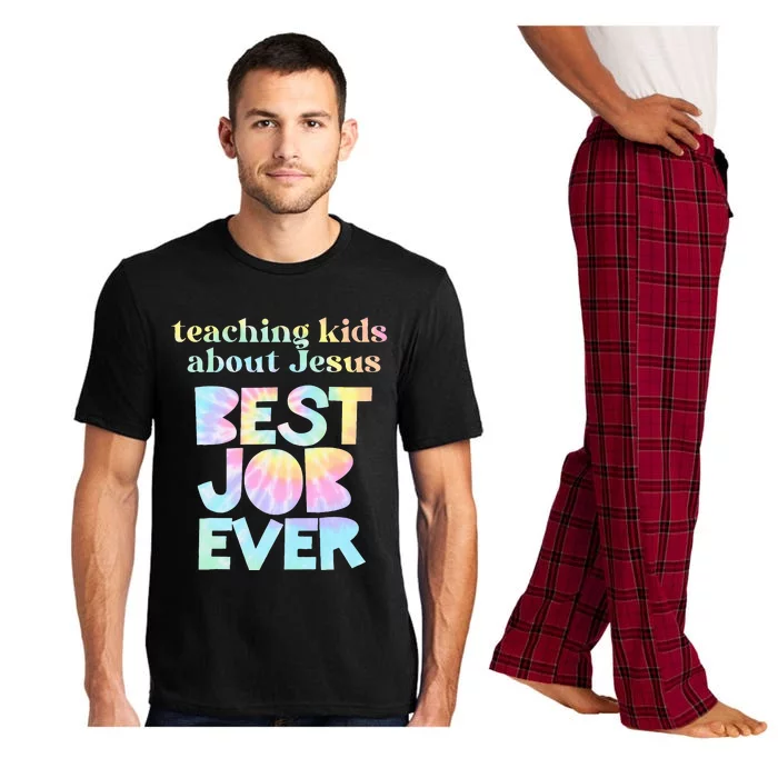 Retro Teaching About Jesus is the Best Job Ever Tie Dye Pajama Set