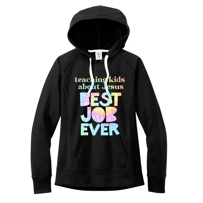 Retro Teaching About Jesus is the Best Job Ever Tie Dye Women's Fleece Hoodie