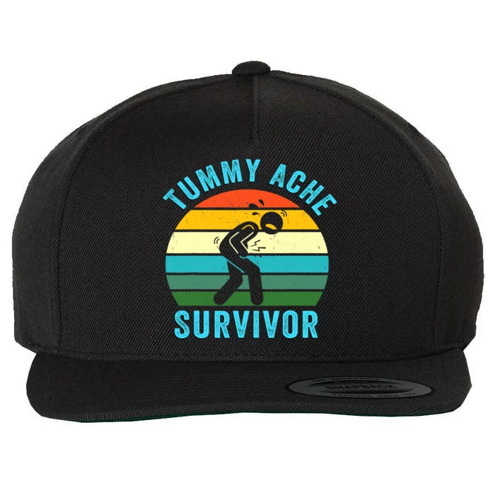 Retro Tummy Ache Survivor Vintage Stomachache IBS Funny Wool Snapback Cap