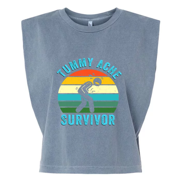 Retro Tummy Ache Survivor Vintage Stomachache IBS Funny Garment-Dyed Women's Muscle Tee