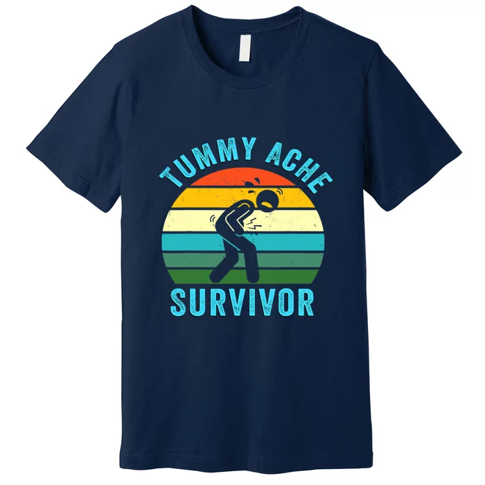 Retro Tummy Ache Survivor Vintage Stomachache IBS Funny Premium T-Shirt