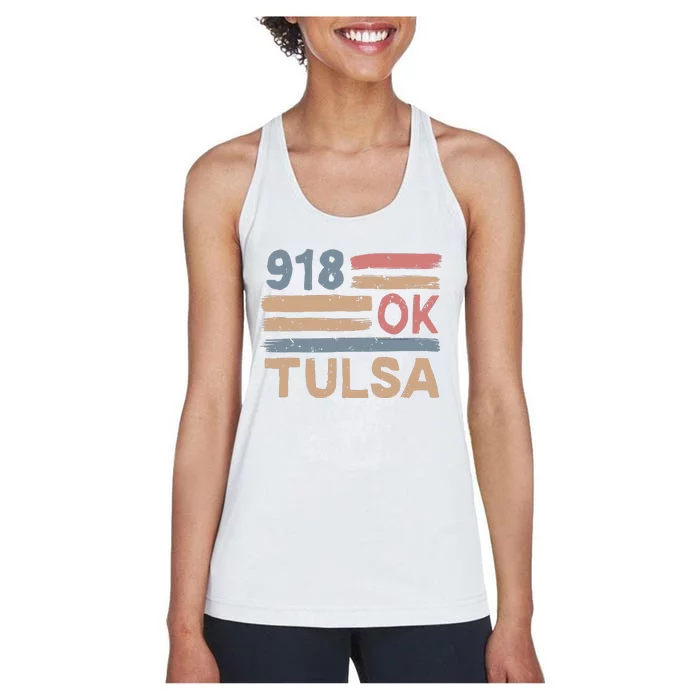 Retro Tulsa Area Code 918 Residents State Oklahoma Women's Racerback Tank