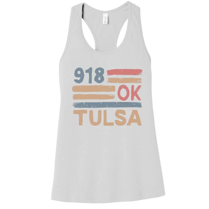 Retro Tulsa Area Code 918 Residents State Oklahoma Women's Racerback Tank