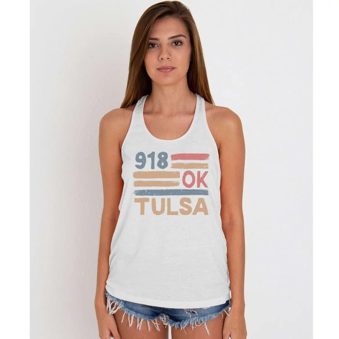 Retro Tulsa Area Code 918 Residents State Oklahoma Women's Knotted Racerback Tank