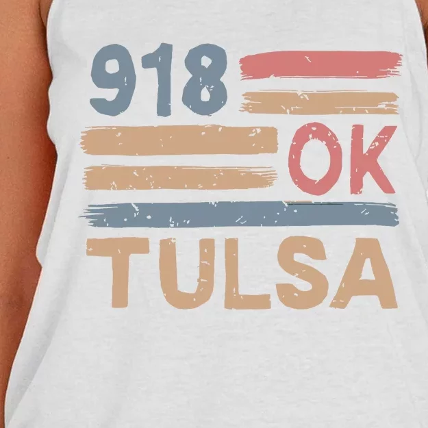 Retro Tulsa Area Code 918 Residents State Oklahoma Women's Knotted Racerback Tank