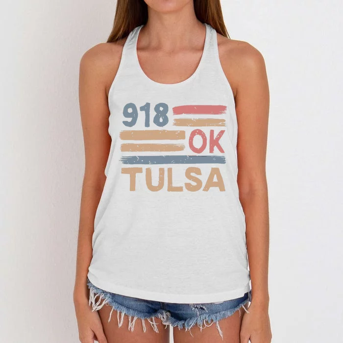 Retro Tulsa Area Code 918 Residents State Oklahoma Women's Knotted Racerback Tank