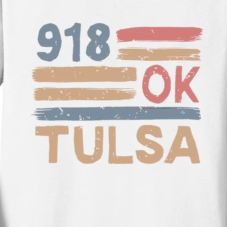 Retro Tulsa Area Code 918 Residents State Oklahoma Kids Long Sleeve Shirt