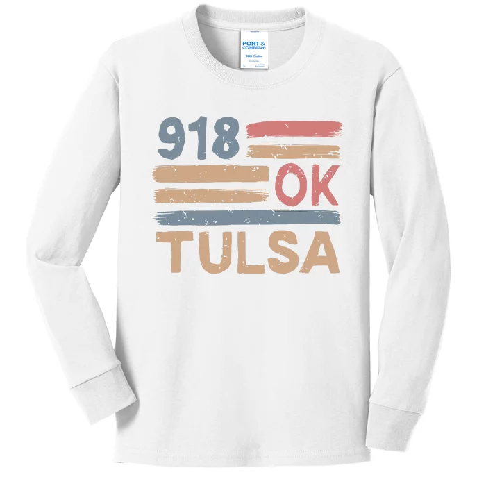 Retro Tulsa Area Code 918 Residents State Oklahoma Kids Long Sleeve Shirt