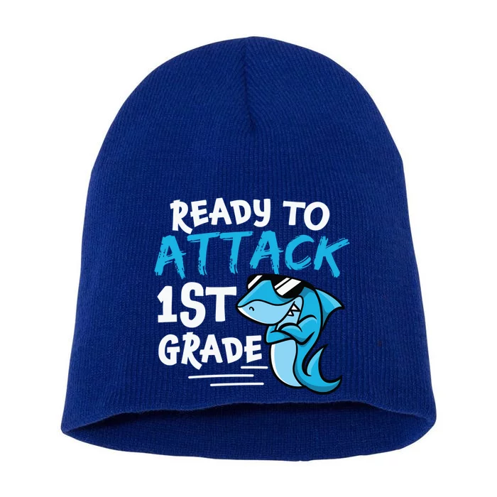 Ready To Attack First Grade Shark Cute 1St Grade Gift Short Acrylic Beanie