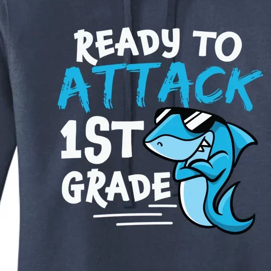 Ready To Attack First Grade Shark Cute 1St Grade Gift Women's Pullover Hoodie