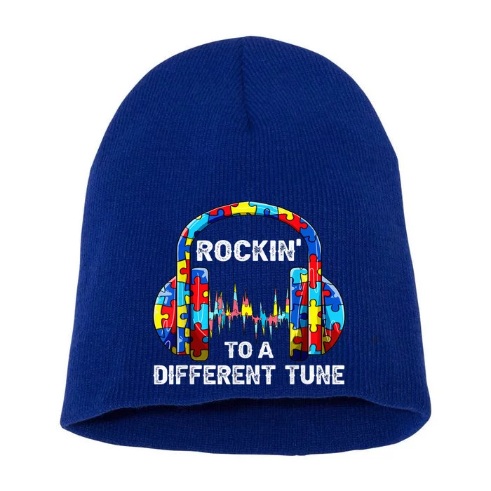 Rocking To A Different Tune Autism Awareness Gamer boy Short Acrylic Beanie