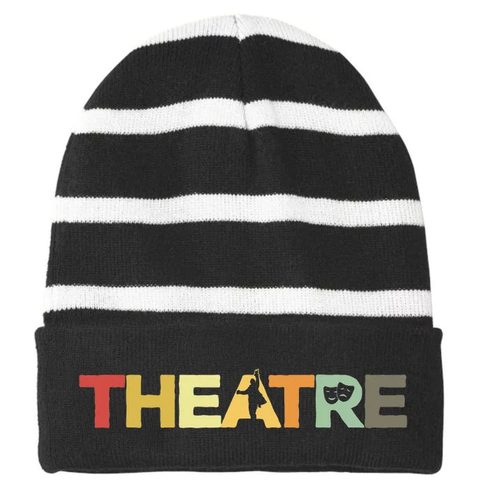 Retro Theatre Actor Rehearsal Vintage Drama Theater Striped Beanie with Solid Band