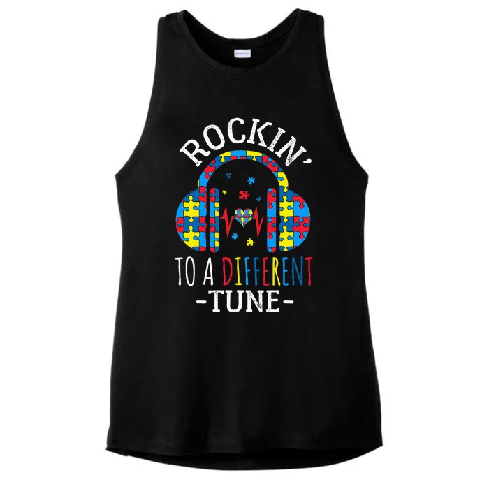 Rocking To A Different Tune Autism Awareness Ladies Tri-Blend Wicking Tank