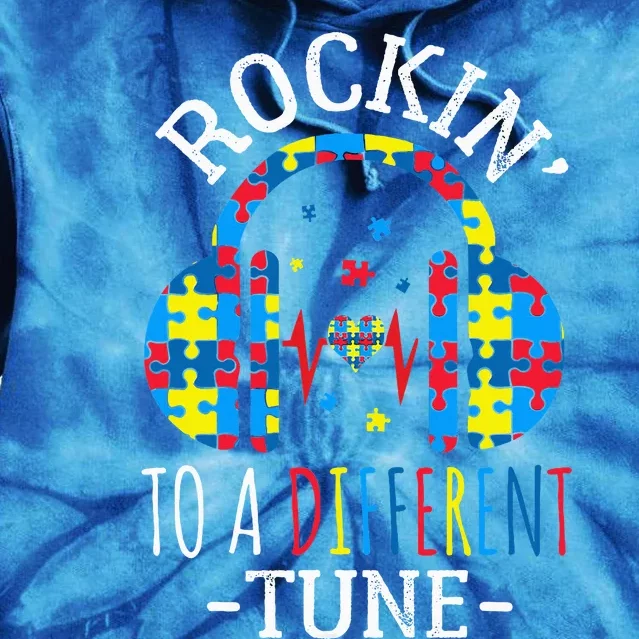 Rocking To A Different Tune Autism Awareness Tie Dye Hoodie