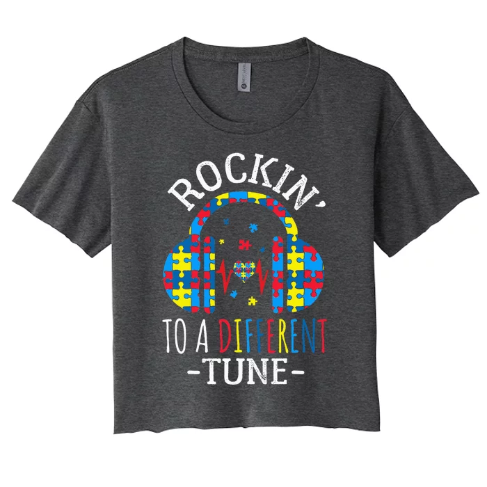 Rocking To A Different Tune Autism Awareness Women's Crop Top Tee