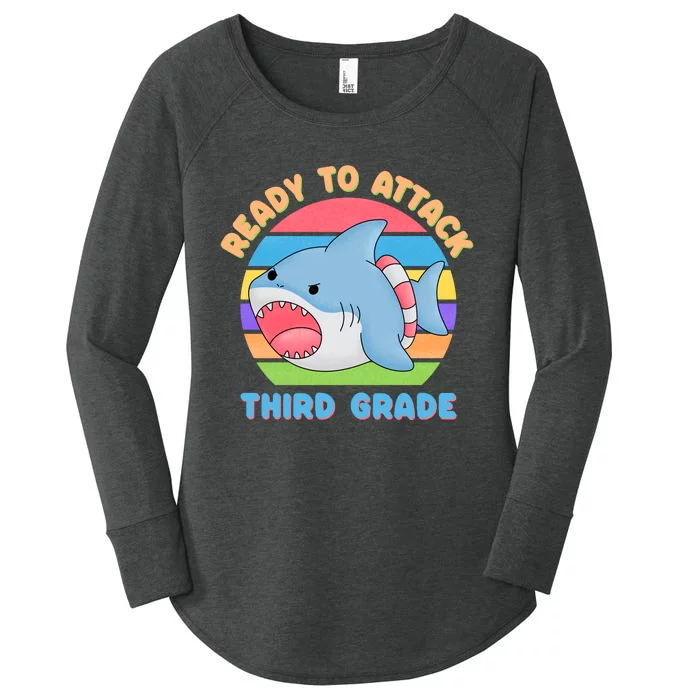 Ready To Attack 3rd Grade Shark Third Grade Teacher Student Women's Perfect Tri Tunic Long Sleeve Shirt