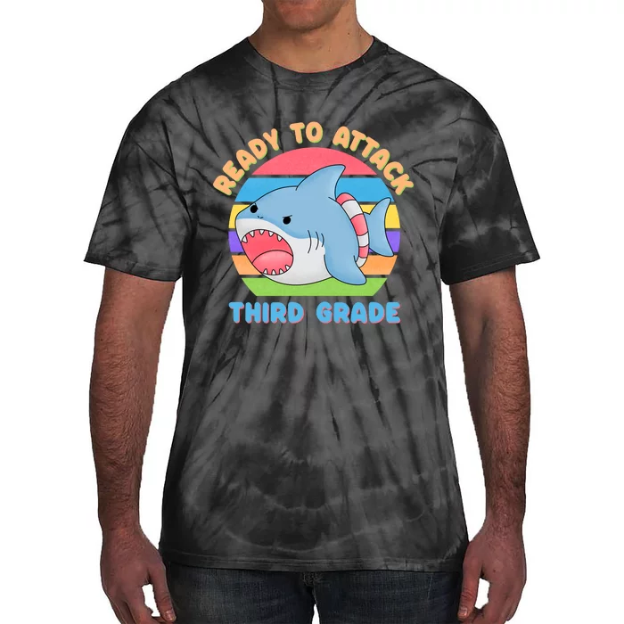 Ready To Attack 3rd Grade Shark Third Grade Teacher Student Tie-Dye T-Shirt