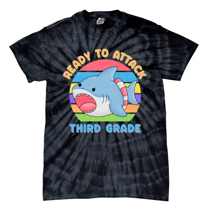 Ready To Attack 3rd Grade Shark Third Grade Teacher Student Tie-Dye T-Shirt