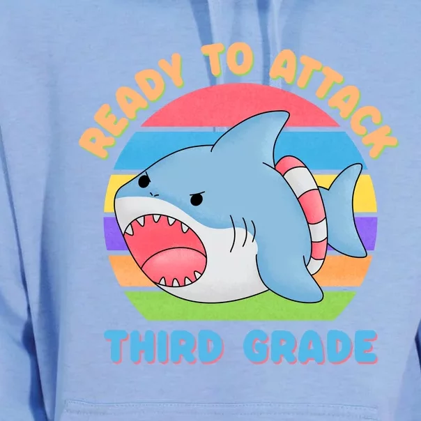 Ready To Attack 3rd Grade Shark Third Grade Teacher Student Unisex Surf Hoodie