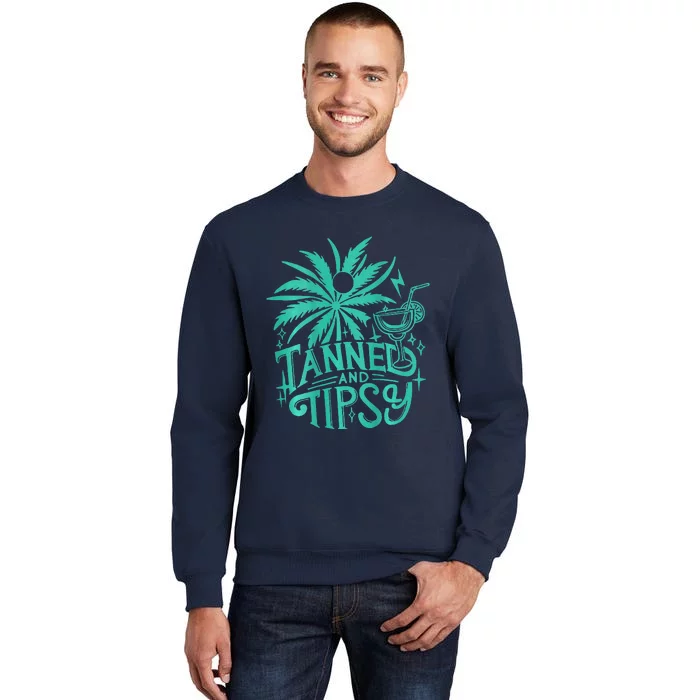 Retro Tanned And Tipsy Beach Summer Vacation Funny (On Back) Sweatshirt