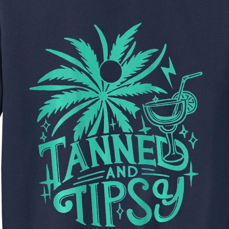 Retro Tanned And Tipsy Beach Summer Vacation Funny (On Back) Sweatshirt