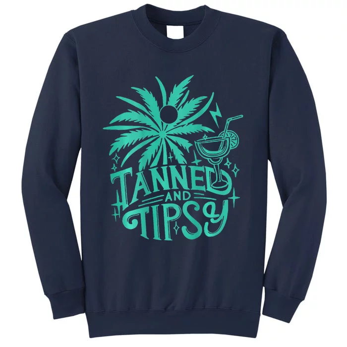 Retro Tanned And Tipsy Beach Summer Vacation Funny (On Back) Sweatshirt