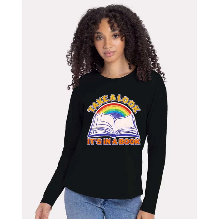 Retro Take A Look It's In A Book Reading Fan Womens Cotton Relaxed Long Sleeve T-Shirt