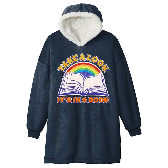 Retro Take A Look It's In A Book Reading Fan Hooded Wearable Blanket