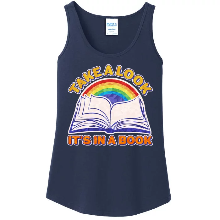 Retro Take A Look It's In A Book Reading Fan Ladies Essential Tank