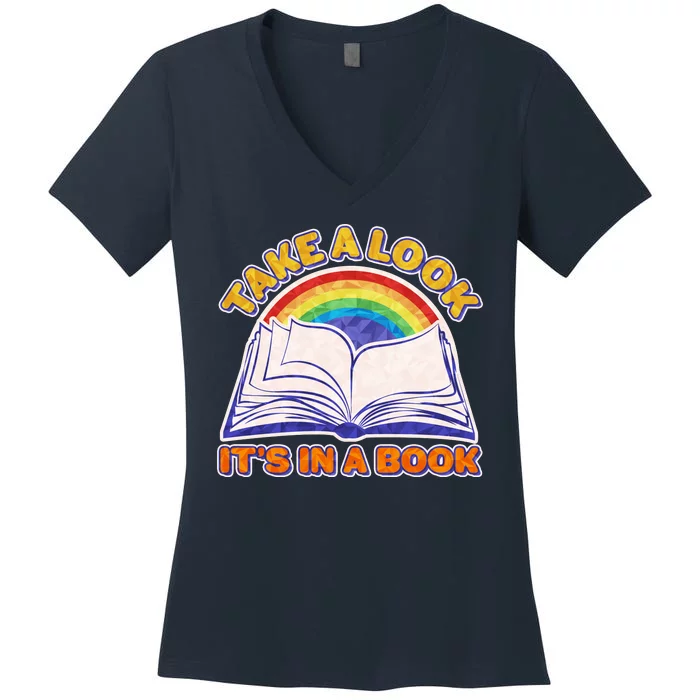 Retro Take A Look It's In A Book Reading Fan Women's V-Neck T-Shirt