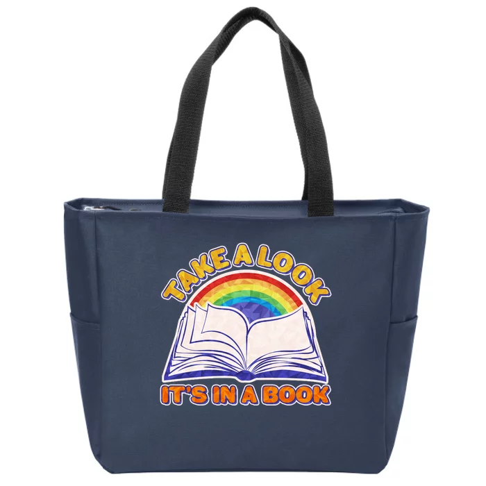 Retro Take A Look It's In A Book Reading Fan Zip Tote Bag