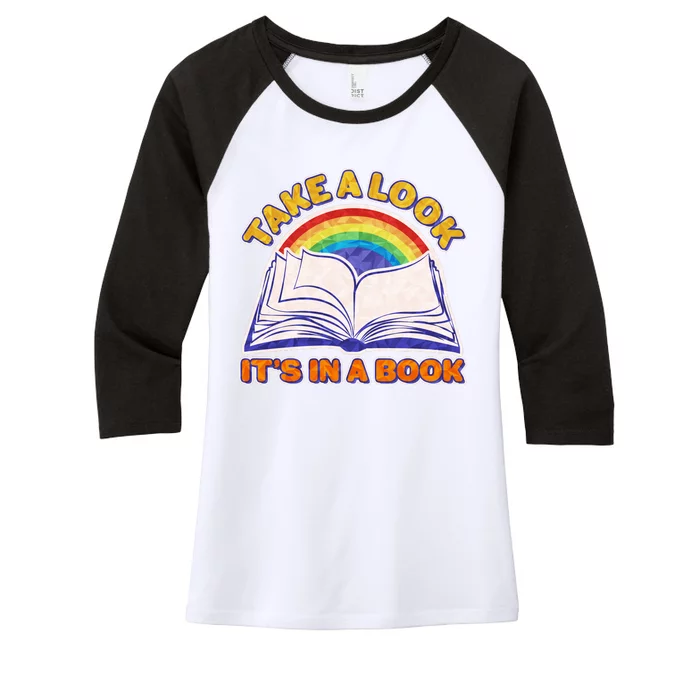 Retro Take A Look It's In A Book Reading Fan Women's Tri-Blend 3/4-Sleeve Raglan Shirt