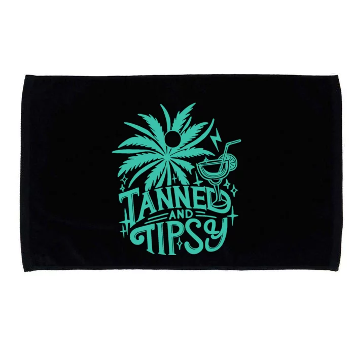 Retro Tanned And Tipsy Beach Summer Vacation Funny Microfiber Hand Towel