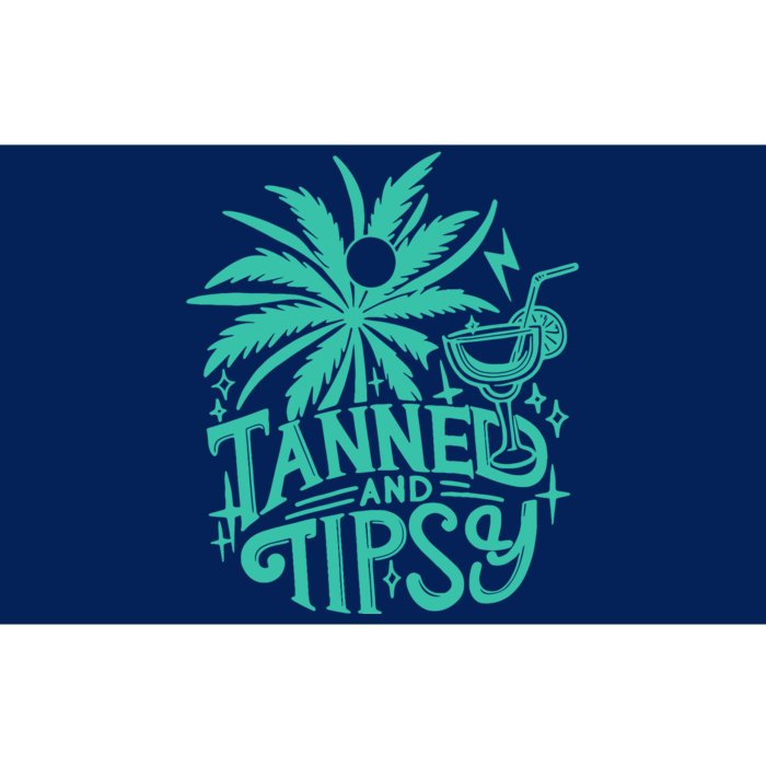 Retro Tanned And Tipsy Beach Summer Vacation Funny Bumper Sticker