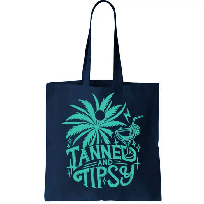 Retro Tanned And Tipsy Beach Summer Vacation Funny Tote Bag