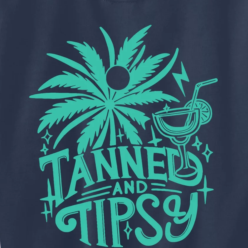 Retro Tanned And Tipsy Beach Summer Vacation Funny Kids Sweatshirt