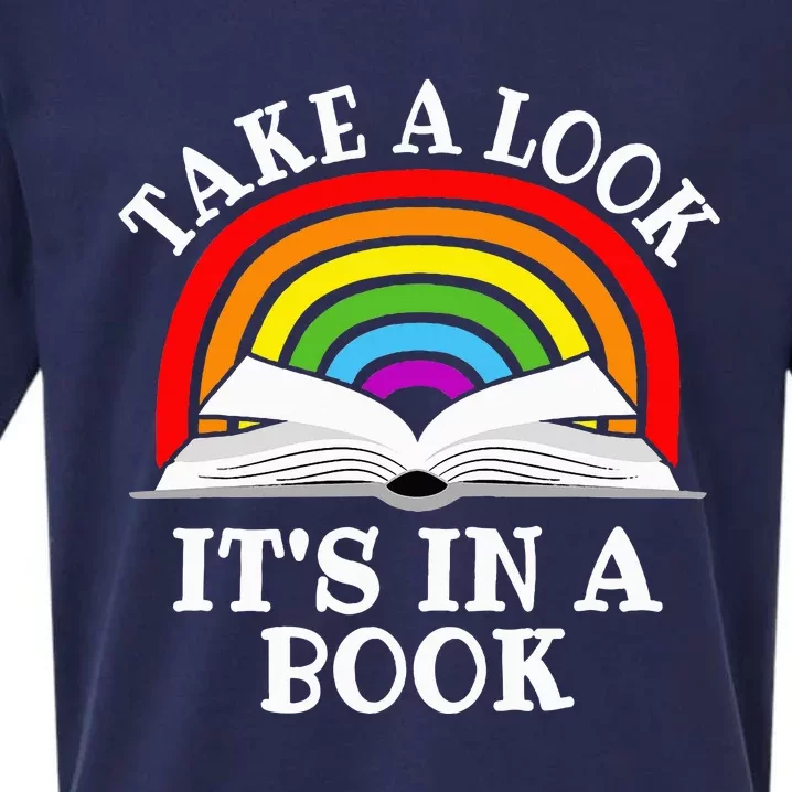 Rainbow Take A Look It's In A Book Funny Reading Sueded Cloud Jersey T-Shirt