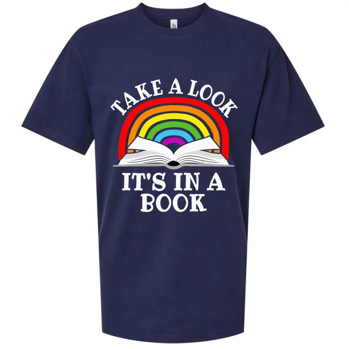 Rainbow Take A Look It's In A Book Funny Reading Sueded Cloud Jersey T-Shirt