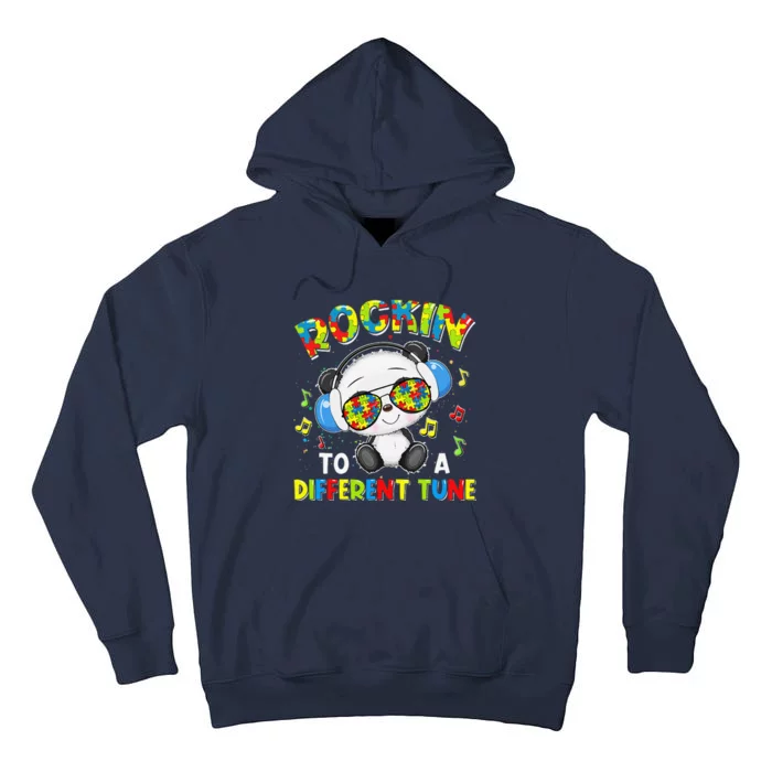 Rockin' To A Different Tune Panda Autism Awarenesss Tall Hoodie