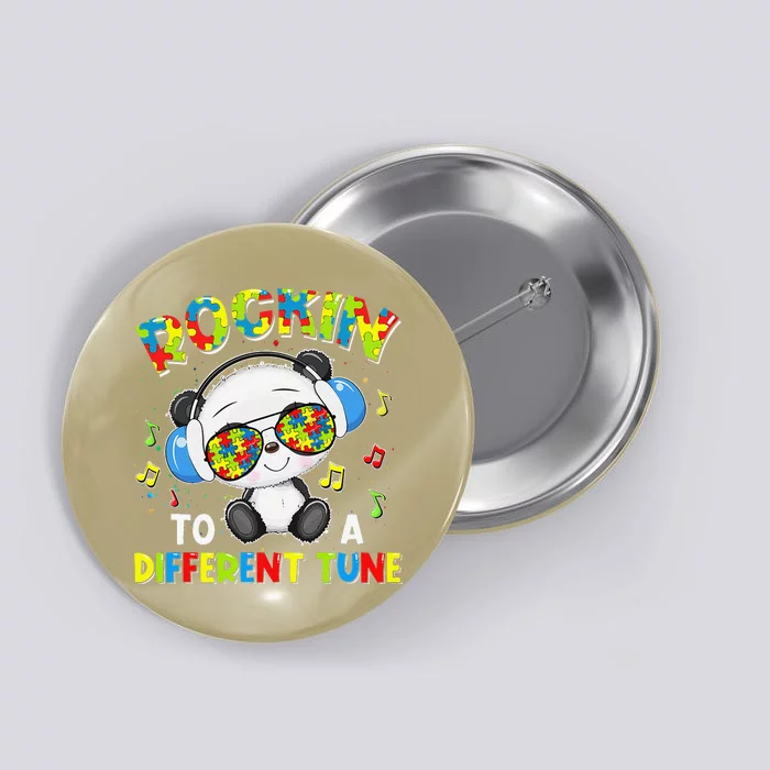 Rockin' To A Different Tune Panda Autism Awarenesss Button