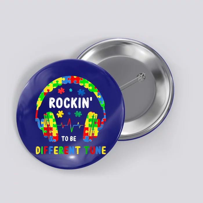 Rockin' To A Different Tune Headphone Autism Awareness boy Button