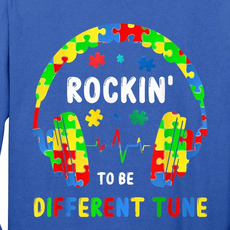 Rockin' To A Different Tune Headphone Autism Awareness boy Tall Long Sleeve T-Shirt