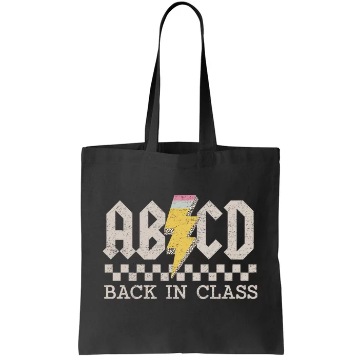 Retro Teacher Abcd Back To School Back In Class Rock Tote Bag