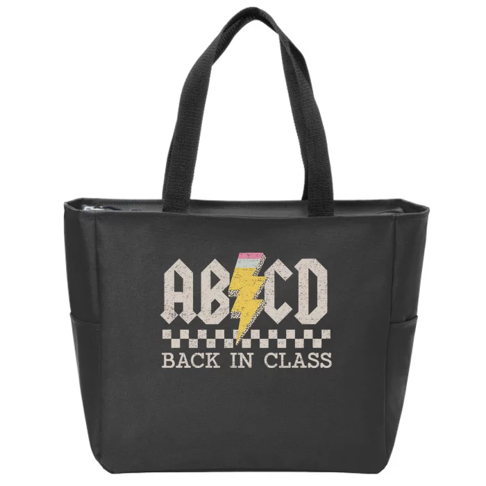 Retro Teacher Abcd Back To School Back In Class Rock Zip Tote Bag